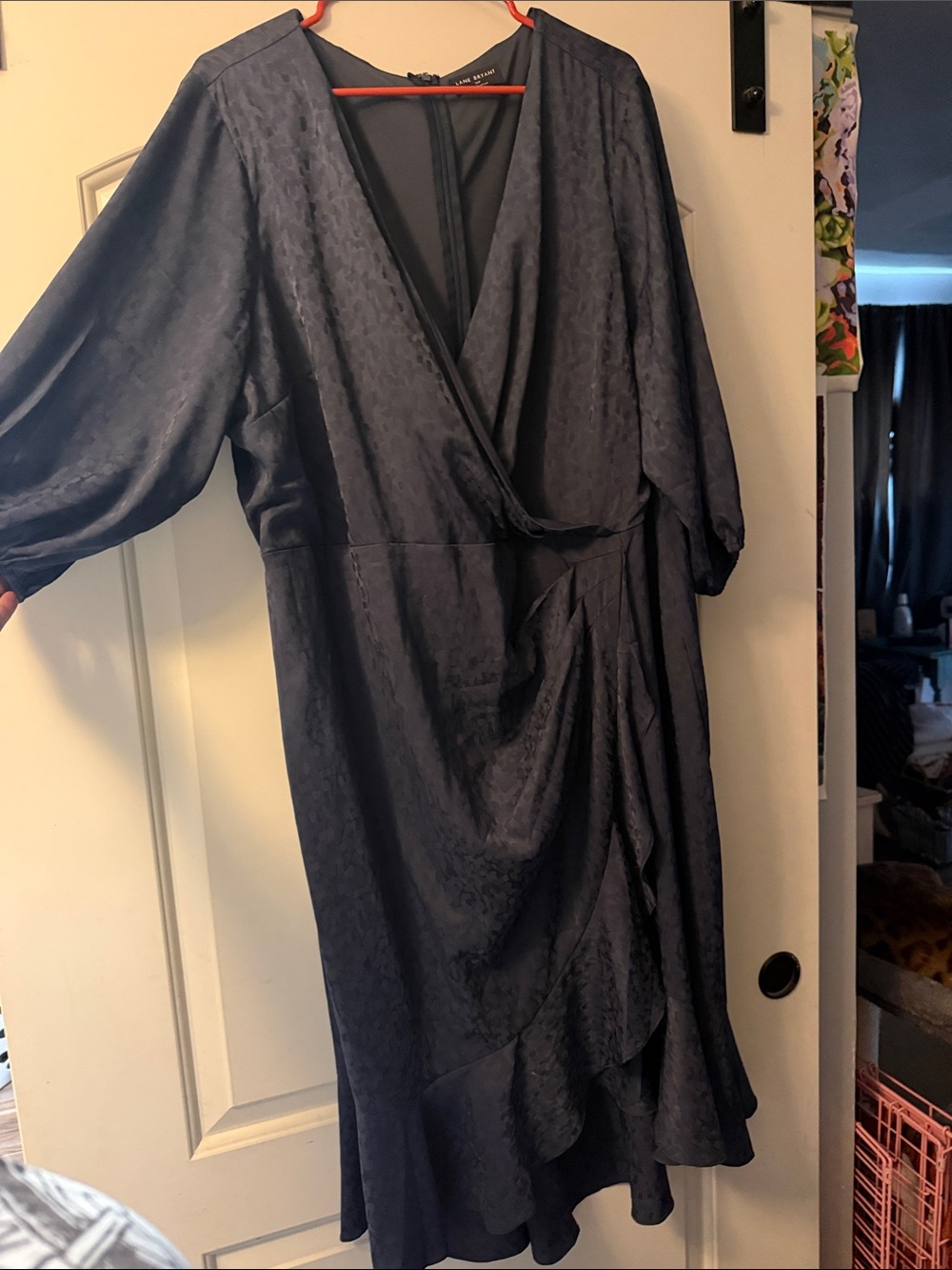 Lane Bryant Navy Wrap-Style Midi Dress